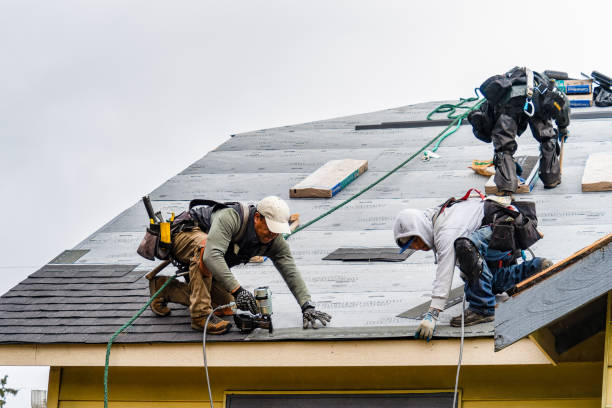 Professional Gutter Installation technician working in Candor, NC